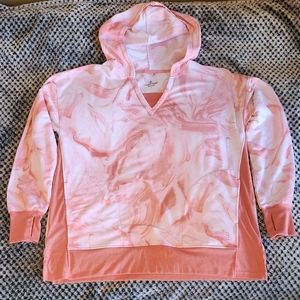 Cuddl Duds - Women's Large Pink Tie Dye Sweatshirt - Has hood, two front pockets